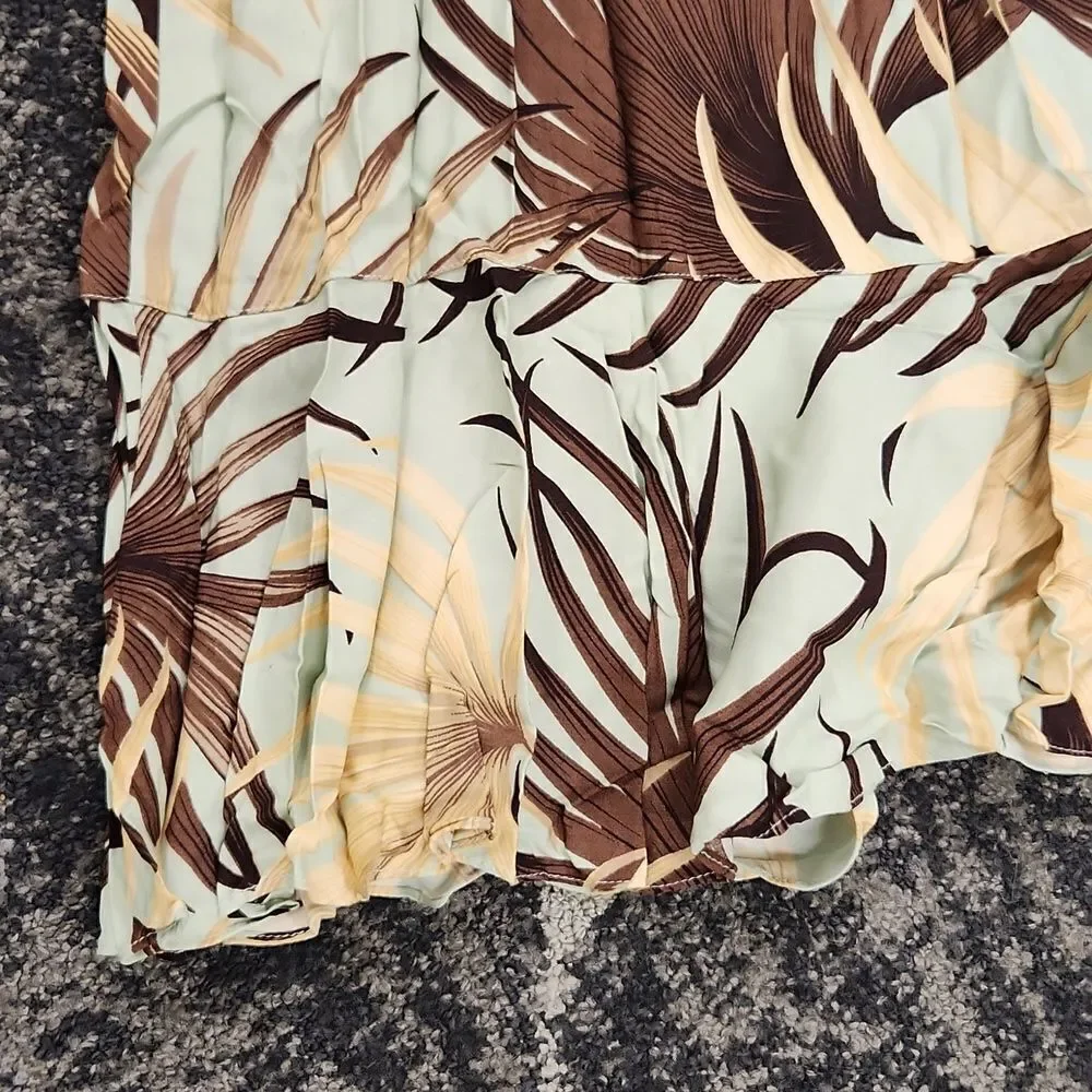 Paradiso Vintage Long Ruffle Tank Dress Mint Brown XL NWT